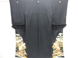 アンティーク　錦紗御所車に松鶴模様留袖